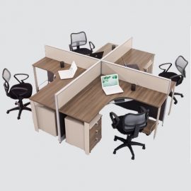 workstation for four persons made up of high quality MDF pressed with High Pressure Melamine surface