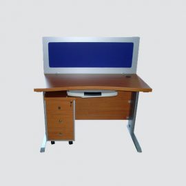 workstation for single person having soft board on front with three drawers having taiwan central locking system